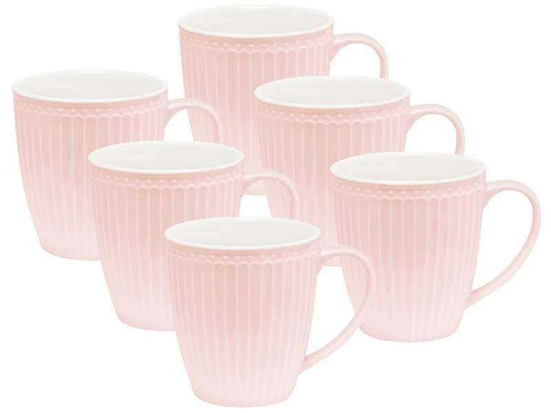 Greengate Alice Becher mit Henkel pale pink 0,4 l Set6