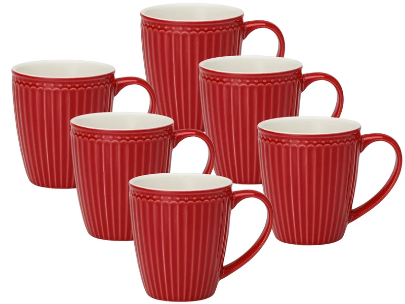 Greengate Alice Becher mit Henkel red 0,4l Set6