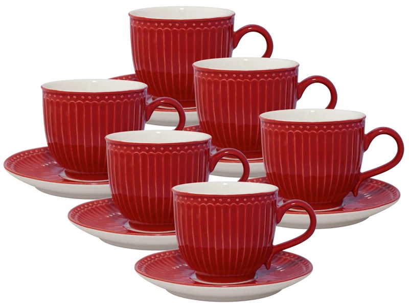 Greengate Alice Tasse mit Untertasse red 8,5 cm Set6