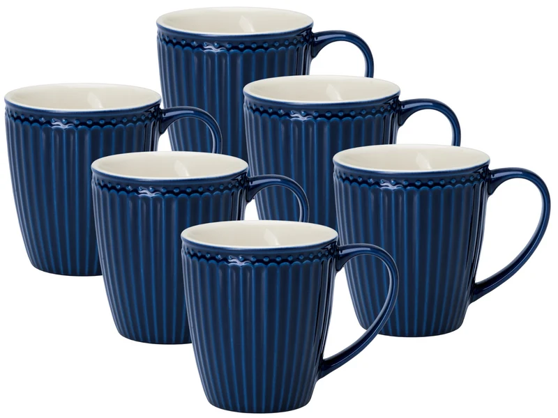 Greengate Alice Becher mit Henkel dark blue 0,4 l Set6