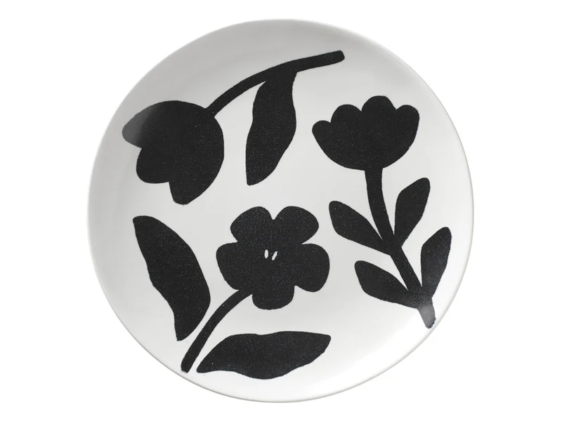 Broste Copenhagen Flora Teller black/off white Ø26cm