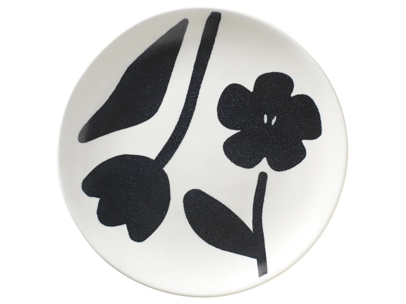 Broste Copenhagen Flora Teller black/off white white Ø20cm