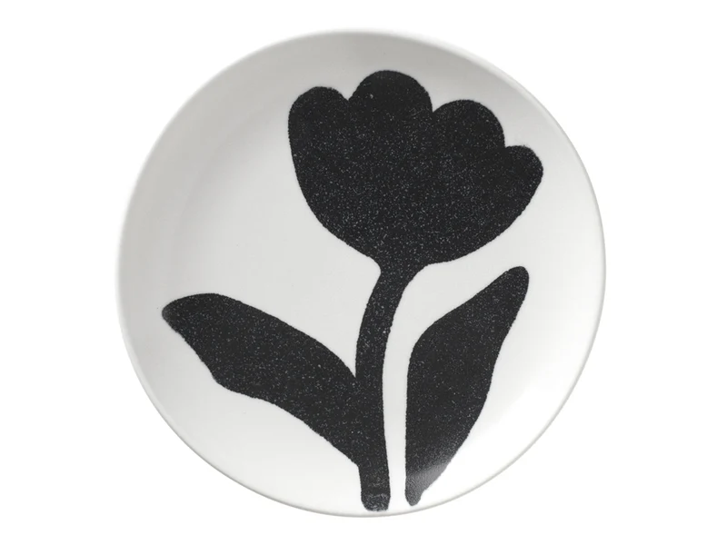 Broste Copenhagen Flora Teller black/off white Ø15cm