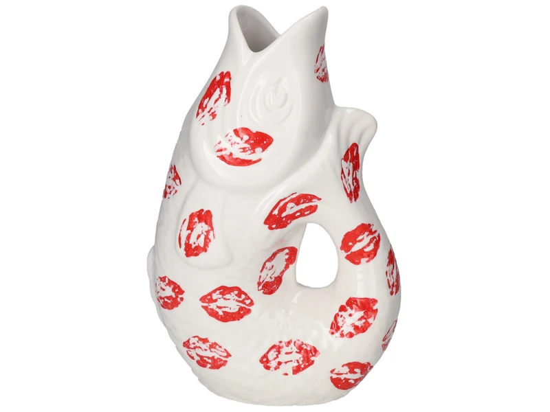 Giftcompany Monsieur Carafon Vase / Karaffe Fisch S Lips weiß/rot 1,2l