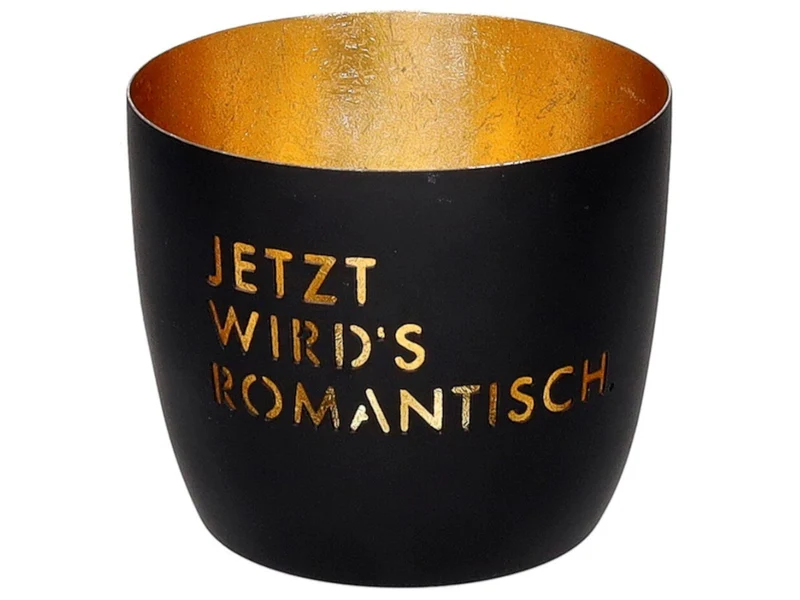 Giftcompany Madras Windlicht M Jetzt wird's romantisch schwarz/gold 8,5cm
