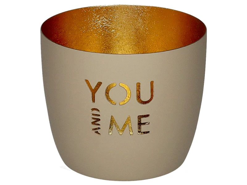 Giftcompany Madras Windlicht M You and me sandstone/gold 8,5cm