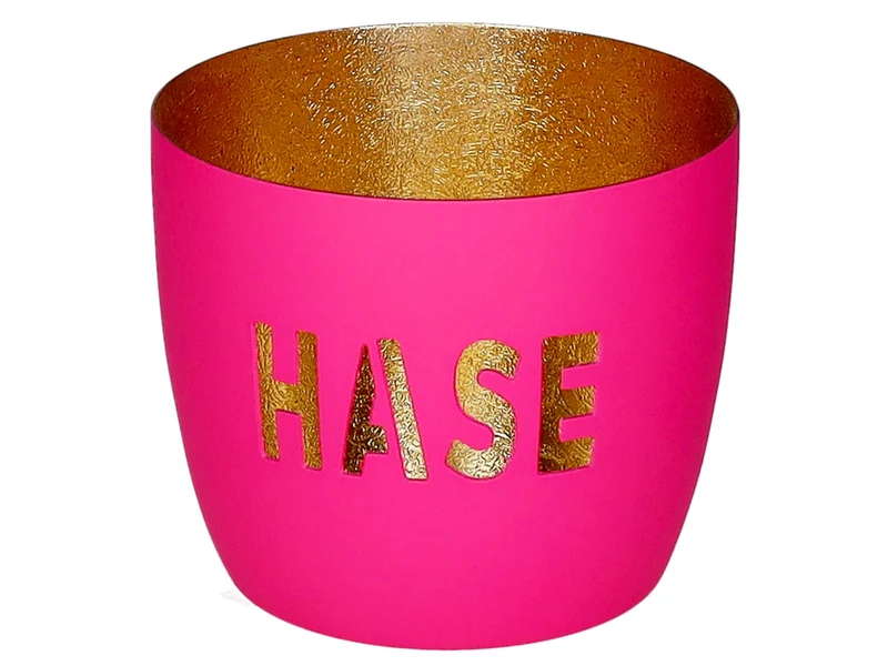 Giftcompany Madras Windlicht M Hase hot pink/gold 8,5cm