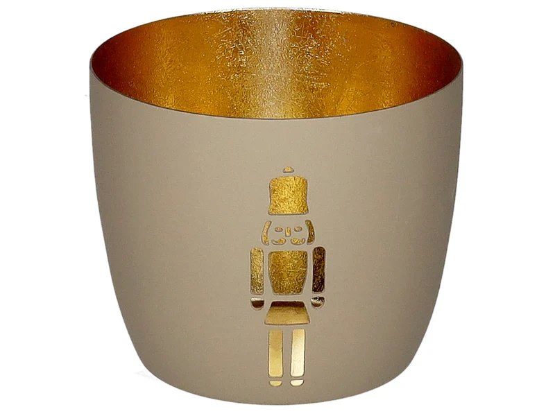 Giftcompany Madras Windlicht M Nussknacker sandstone/gold 8,5cm