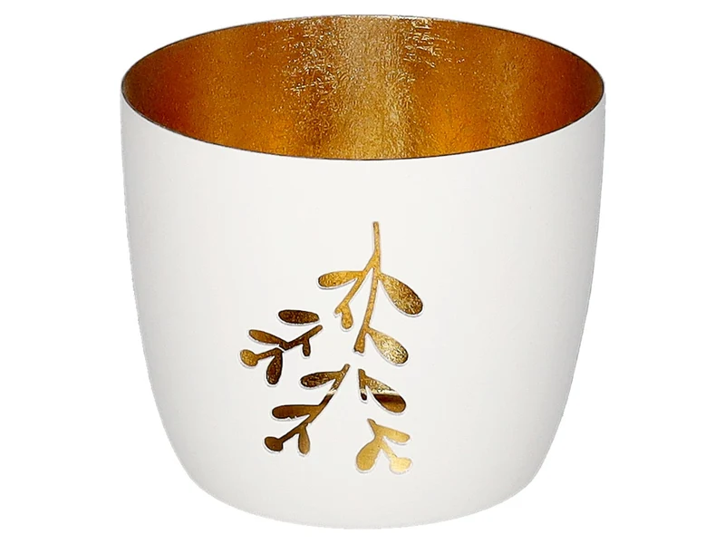 Giftcompany Madras Windlicht M Mistelzweig weiß/gold 8,5cm