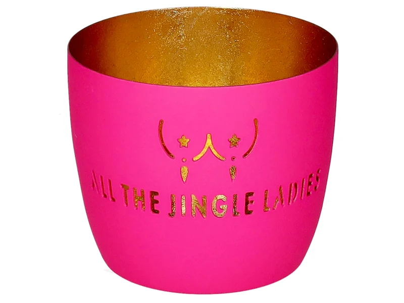 Giftcompany Madras Windlicht M All the jingle ladies hot pink/gold 8,5cm