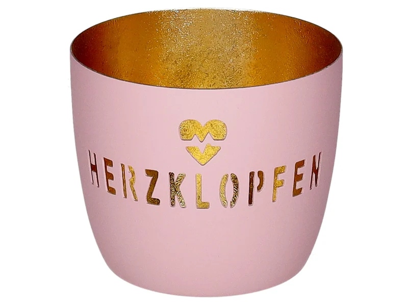 Giftcompany Madras Windlicht M Herzklopfen rosa/gold 8,5cm