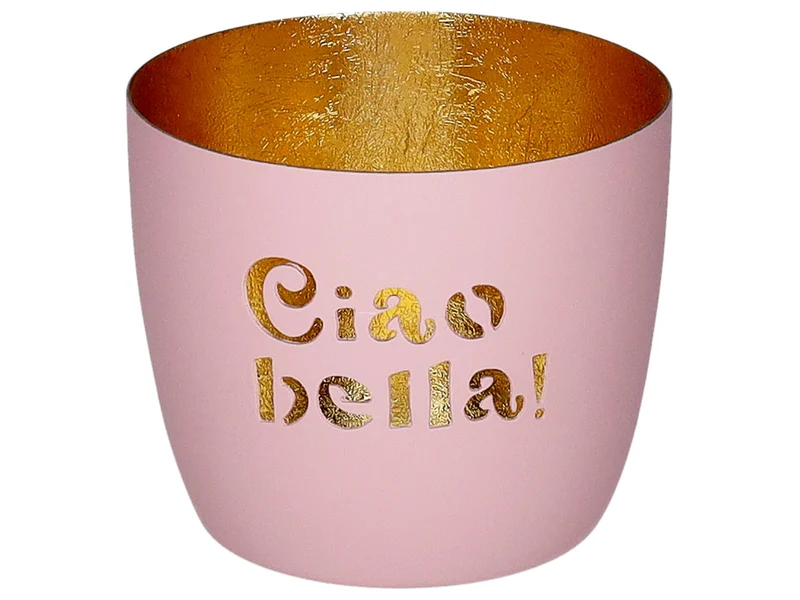Giftcompany Madras Windlicht M Ciao bella! rosa/gold 8,5cm