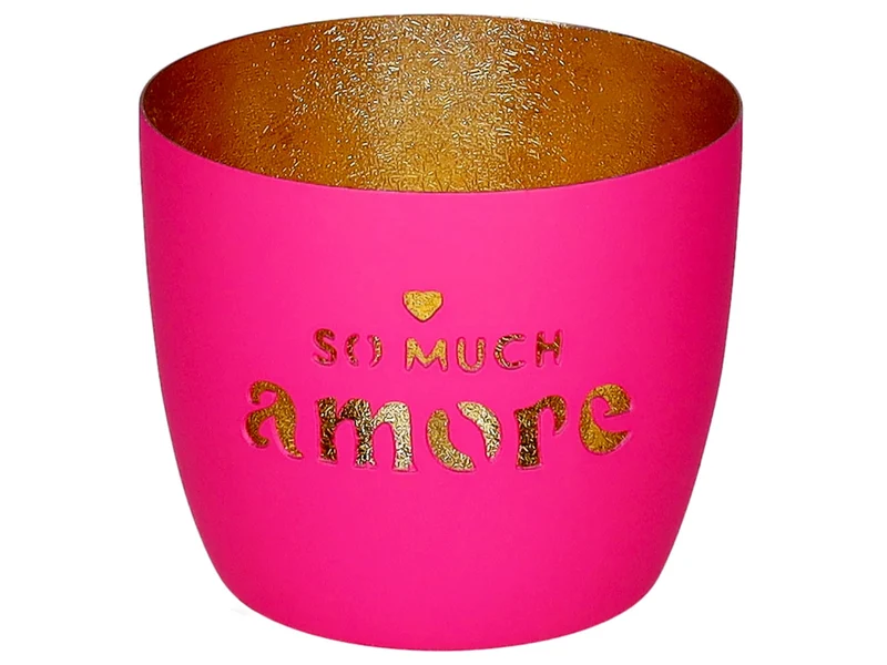 Giftcompany Madras Windlicht M So much amore hot pink/gold 8,5cm