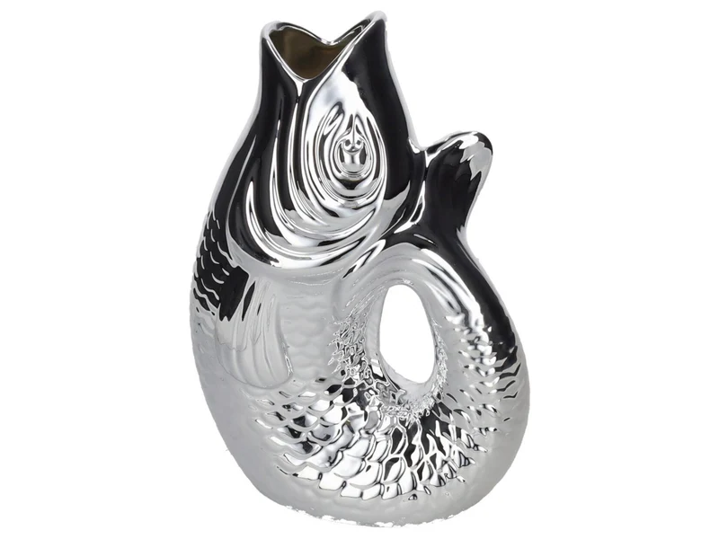 Giftcompany Monsieur Carafon Vase / Karaffe Fisch L silber 2,7l