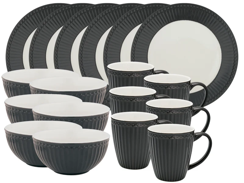 Greengate Alice Frühstücksset dark grey 18tlg