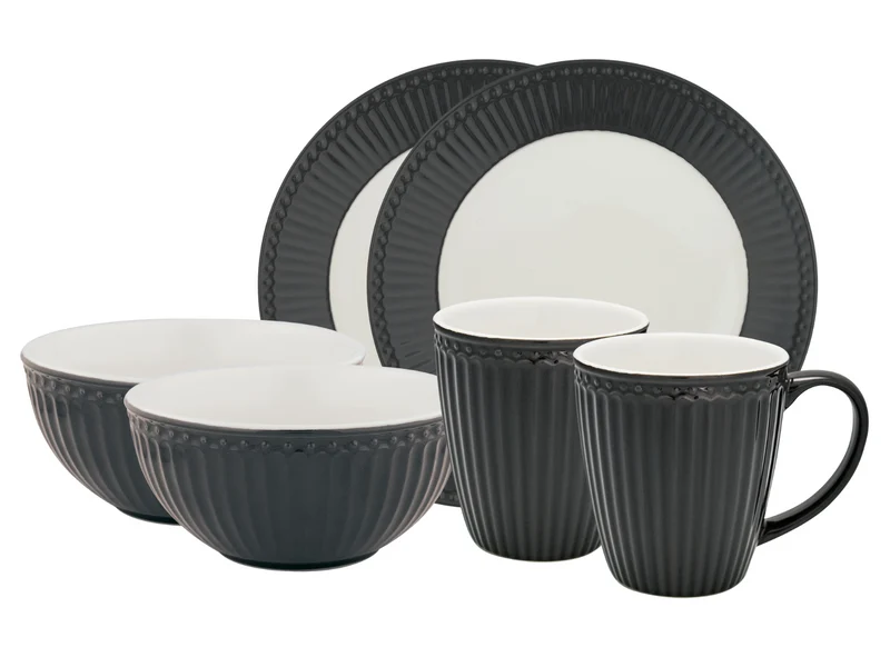 Greengate Alice Frühstücksset dark grey 6tlg