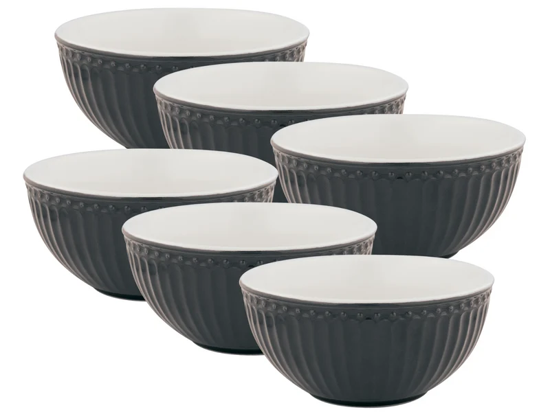 Greengate Alice Müslischale dark grey 14 cm Set6