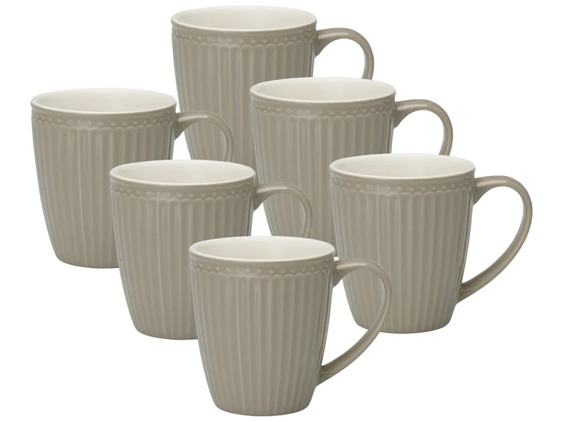 Greengate Alice Becher mit Henkel warm grey 0,4 l Set6