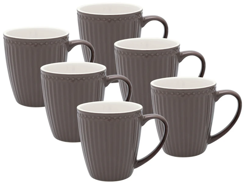 Greengate Alice Becher mit Henkel dark chocolate 0,4 l Set6