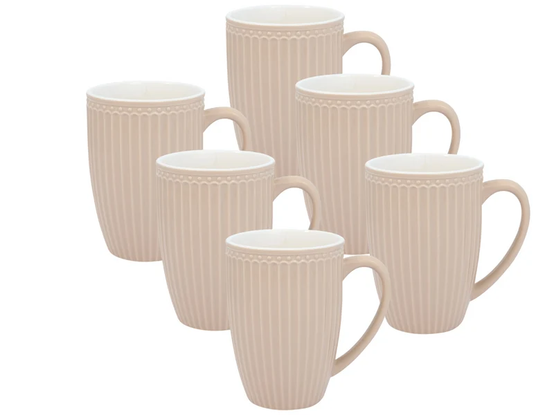 Greengate Alice Becher mit Henkel groß creamy fudge 0,5l Set6