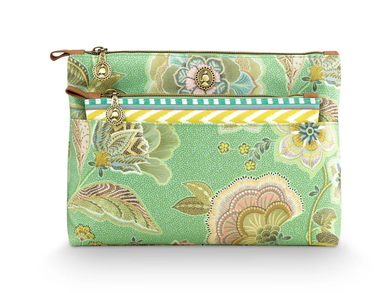 PIP STUDIO Caryn Kosmetiktasche Kombi Matata grün 26x7.5x18cm/22x1x13cm