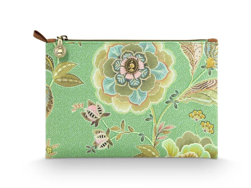 PIP STUDIO Charly Kosmetiktasche flach medium Matata grün 24x1x15.5cm