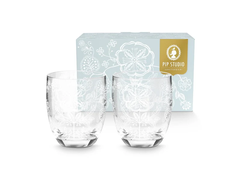 PIP STUDIO Flower White Trinkglas 320ml Set2