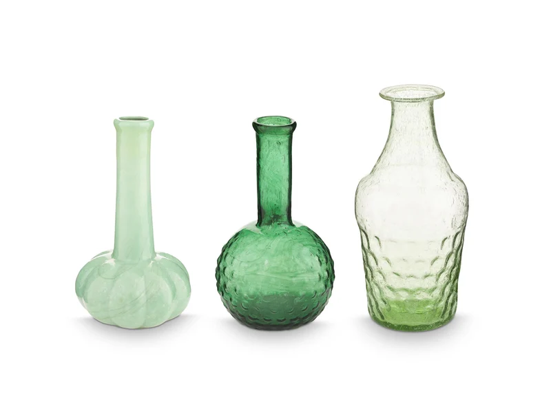 PIP STUDIO Vases Glass Soft Green Set3
