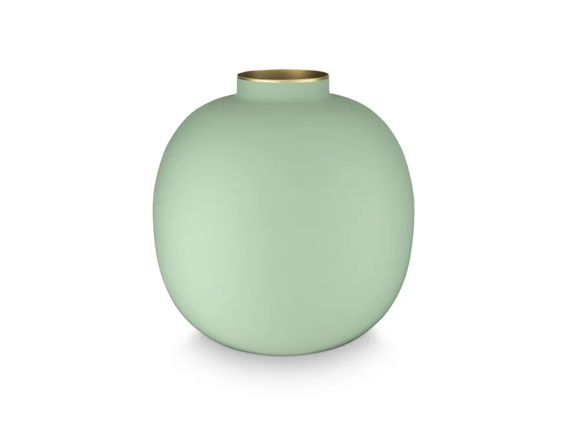 PIP STUDIO Matt Bright Green Vase Metal 23cm