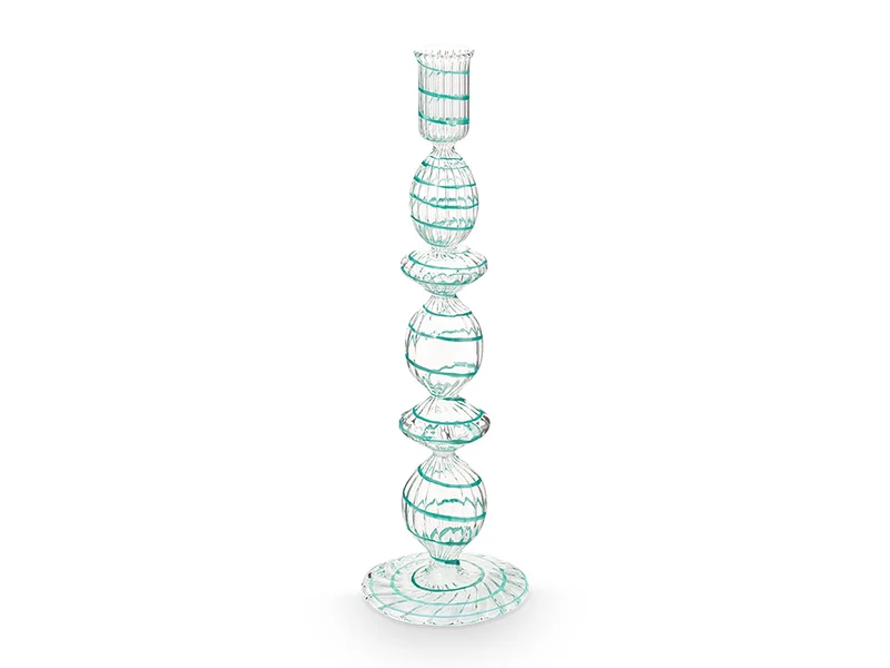 PIP STUDIO Swirl Light Blue Glas Kerzenständer 28cm