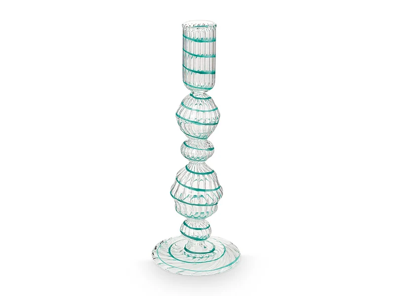 PIP STUDIO Swirl Light Blue Glas Kerzenständer 22cm