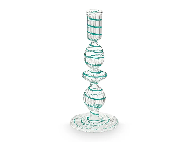 PIP STUDIO Swirl Light Blue Glas Kerzenständer 20cm