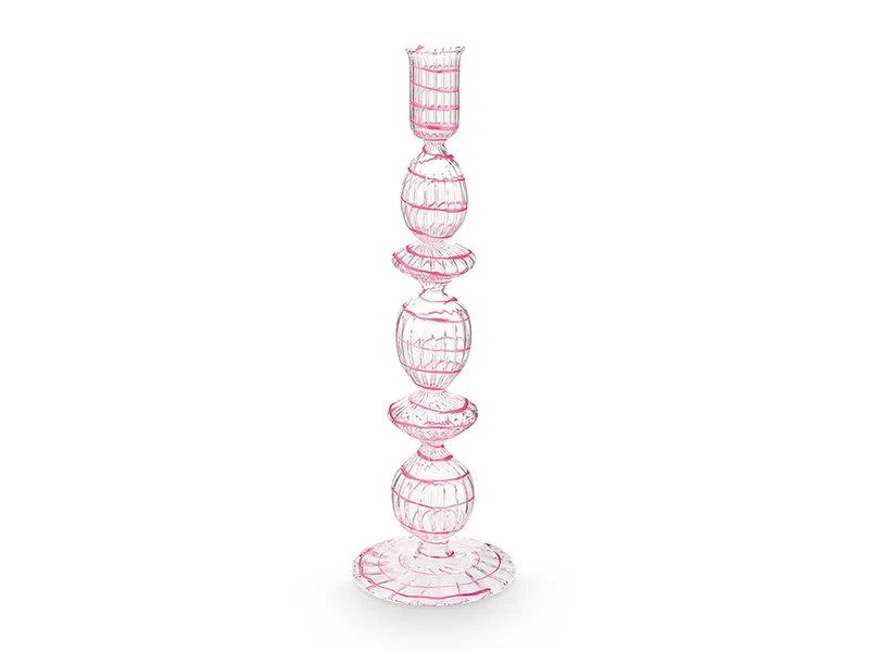 PIP STUDIO Swirl Pink Glas Kerzenständer 28cm