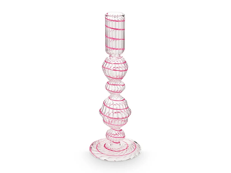 PIP STUDIO Swirl Pink Glas Kerzenständer 22cm
