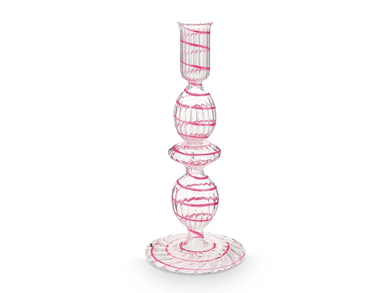 PIP STUDIO Swirl Pink Glas Kerzenständer 20cm