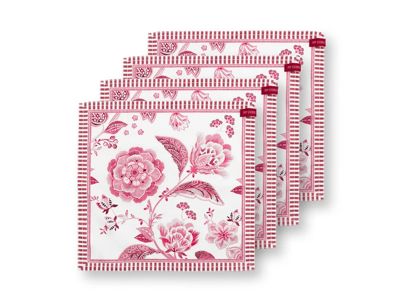 PIP STUDIO Royal Regal Flower Red Servietten 40x40cm Set4