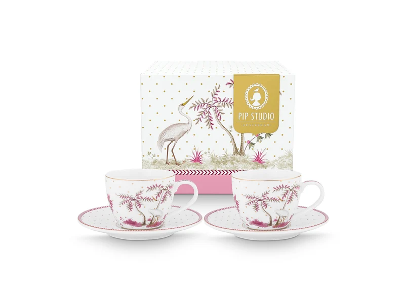 PIP STUDIO Jolie Dots Gold Pink Espressotasse mit Untertasse 120ml Set2