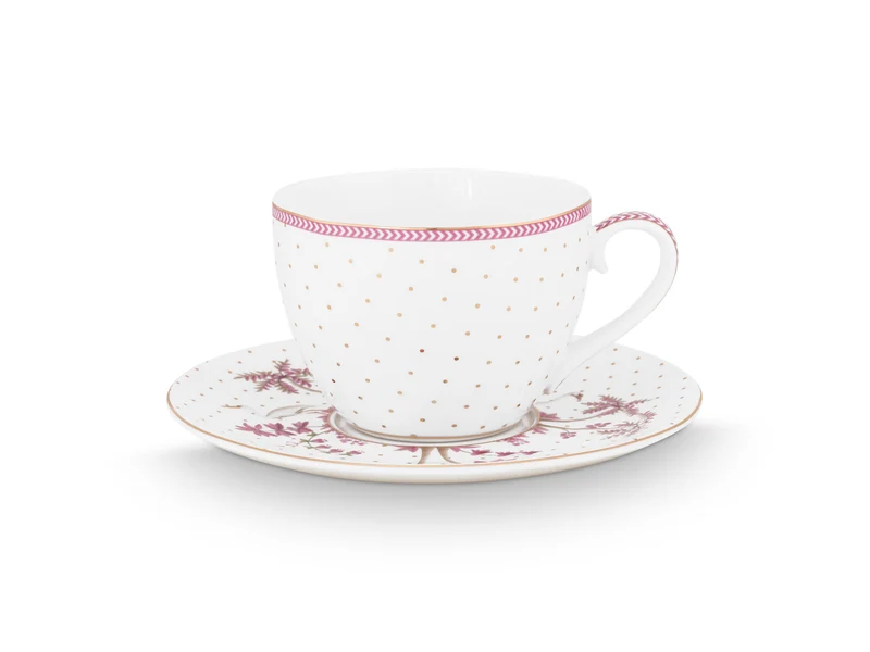 PIP STUDIO Jolie Dots Gold Pink Tasse mit Untertasse 280ml