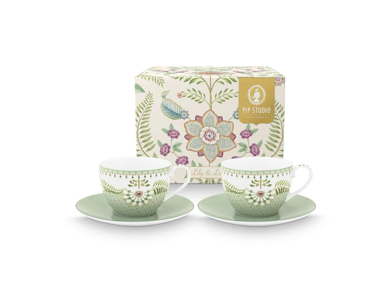 PIP STUDIO Lily&Lotus Light Green Tasse mit Untertasse 280ml Set2