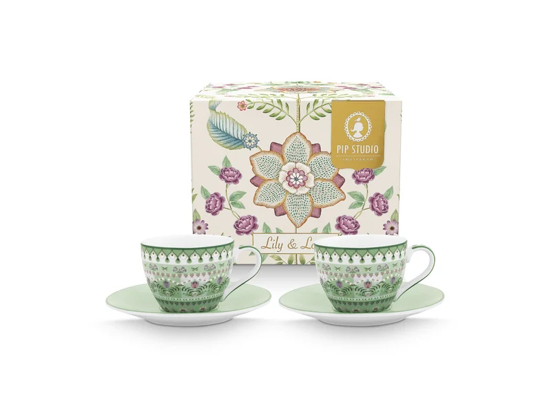 PIP STUDIO Lily&Lotus Light Green Espressotasse mit Untertasse 120ml Set2