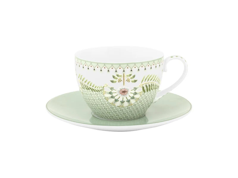PIP STUDIO Lily&Lotus Tiles Light Green Tasse mit Untertasse 280ml