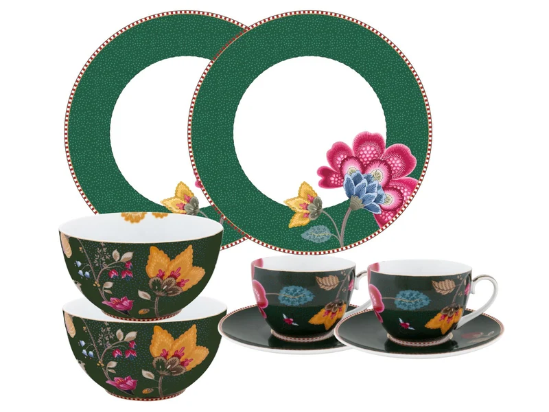 PIP STUDIO Fantasy Green Früshstücks Set Tasse mit Untertasse 6tlg