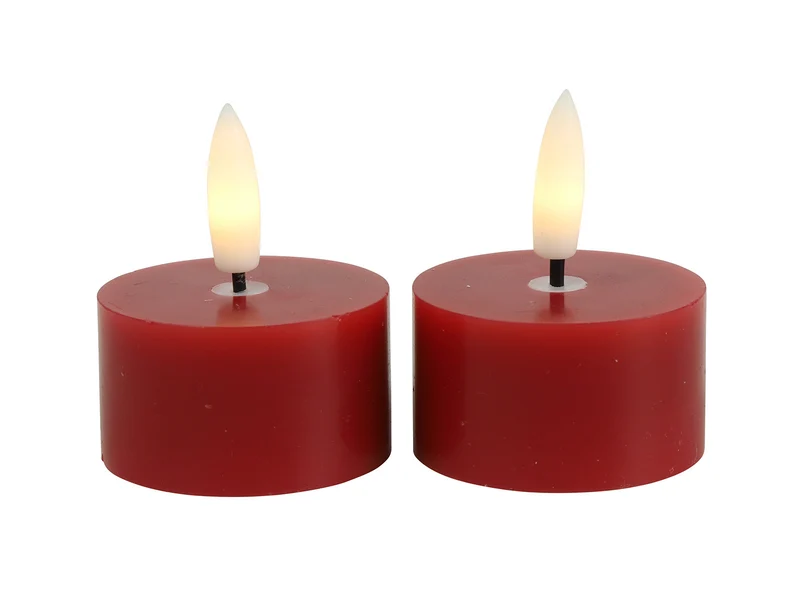 Countryfield Teelicht Rustikal LED Lyon rot 2tlg