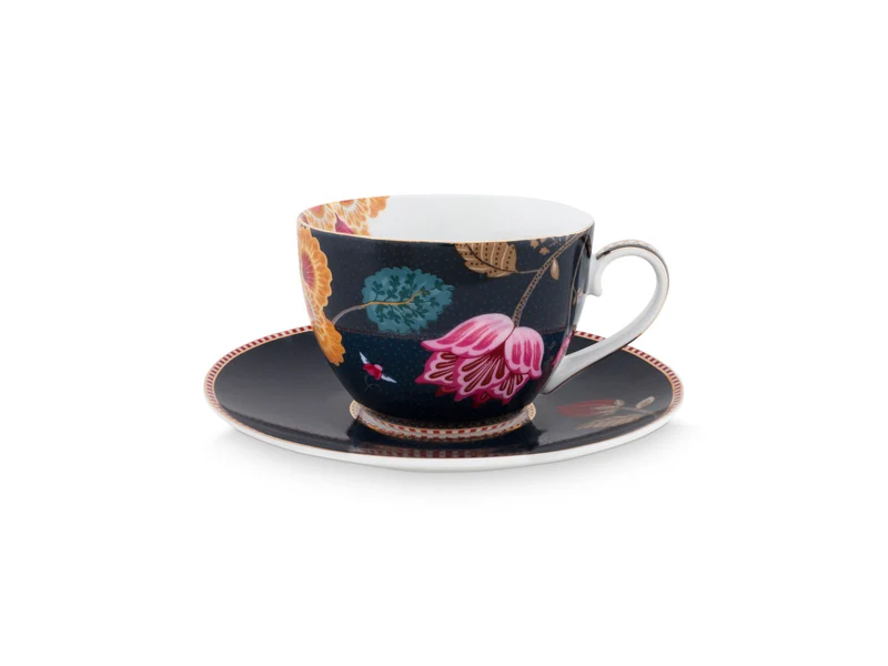 PIP STUDIO Fantasy Denim Blue Cappuccino Tasse mit Untertasse 0,28l