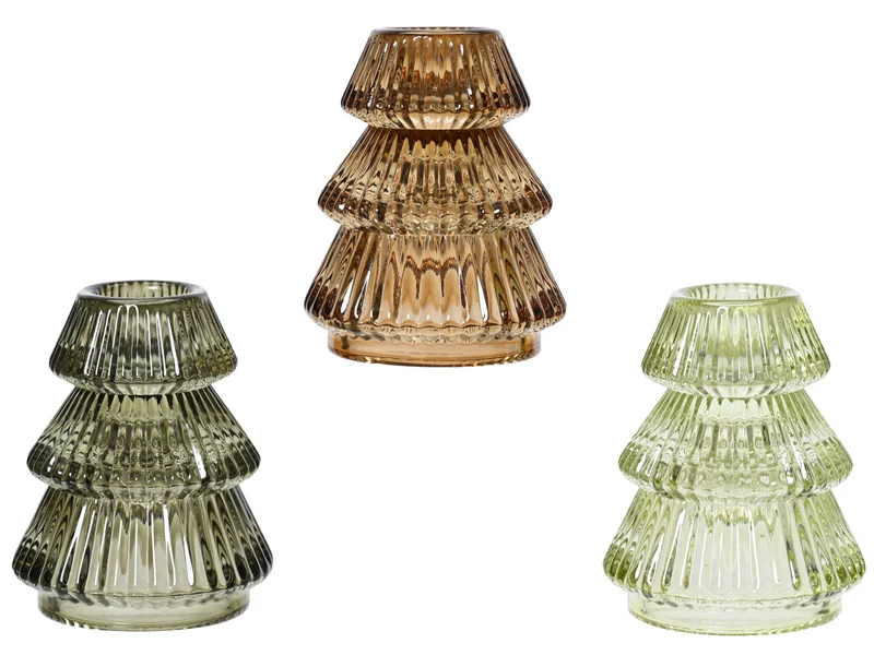 Decoris Teelichthalter Glas mehrfarbig sortiert 8cm (1 Stück)