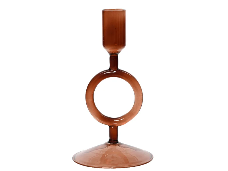 Decoris Kerzenhalter Glas braun 16cm
