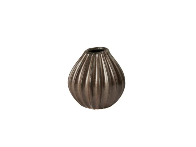 Broste Copenhagen Wide Vase Antique Brown S 15cm