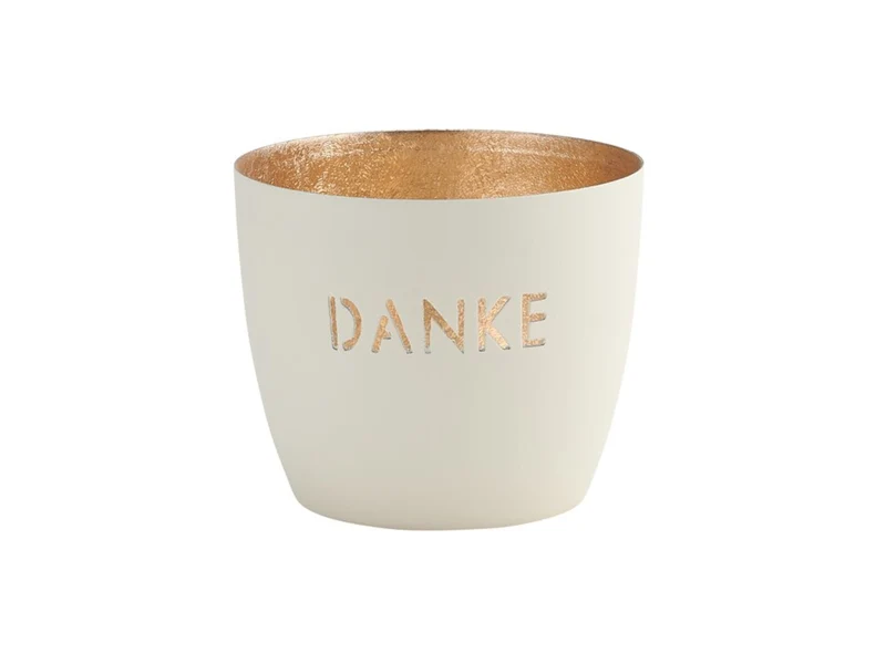 Giftcompany Madras Windlicht M Danke weiß/gold 8,5cm