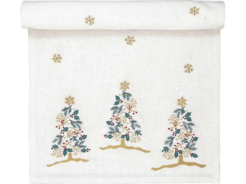 Greengate Lucie Xmas Tischläufer bestickt white 140xx45cm