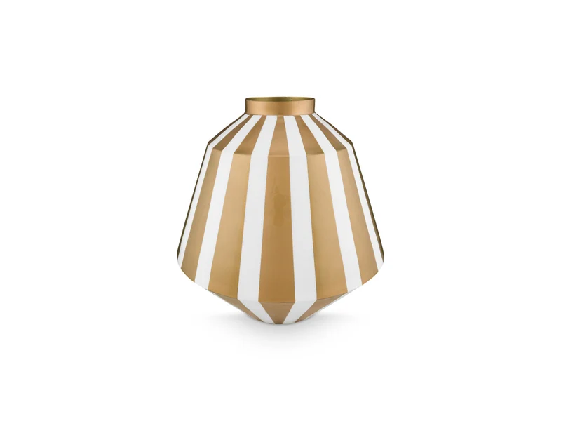 PIP STUDIO Vase Metall Stripes weiß-gold 35cm